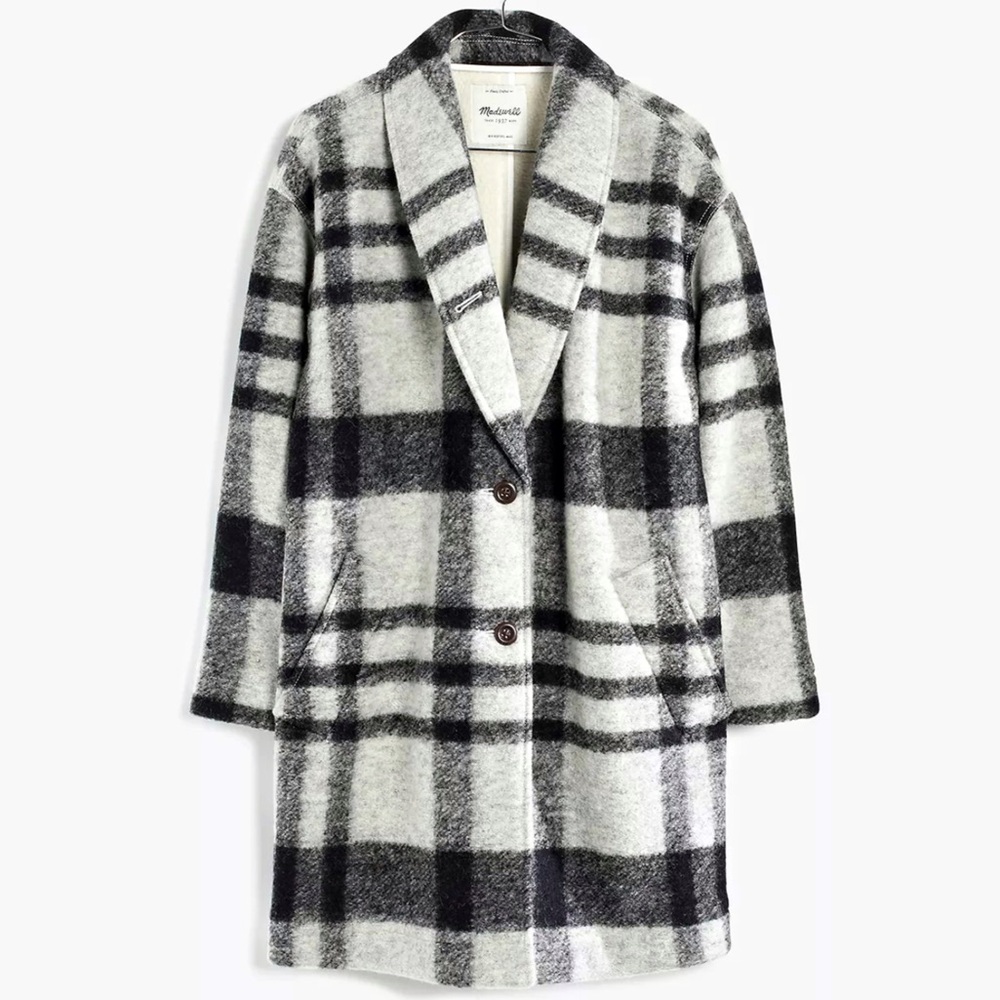 Madewell Plaid Florence Coat Wool Cocoon Dolman Sleeves